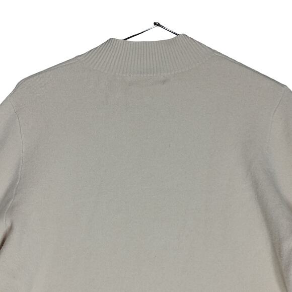 On Twelfth Sweater Top Size Large Beige Knit High Neckline Balloon Sleeves - Picture 7 of 12